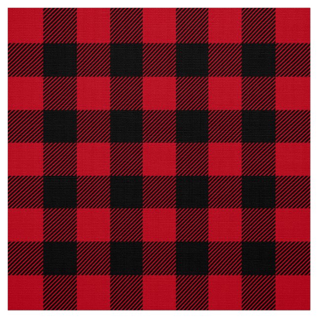 Red Black Lumberjack Buffalo Plaid Pattern Fabric (Swatch)