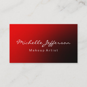 Red Black Makeup Artist Script Business Card