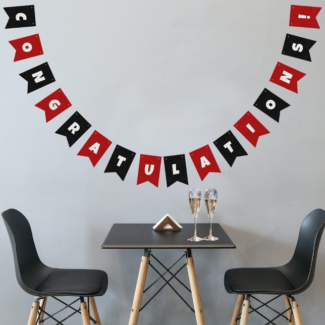 Red & Black Male Corporate Congratulations Custom Bunting (Creator Uploaded)