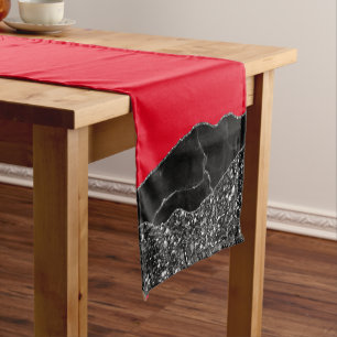 RED BLACK MARBLE AGATE Table Runner