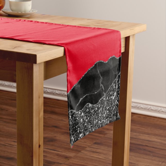 RED BLACK MARBLE AGATE Table Runner (In Situ)