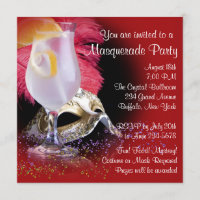 Red Black Masquerade Party Invitations