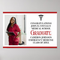 Red Black Medical School Photo Graduation Party