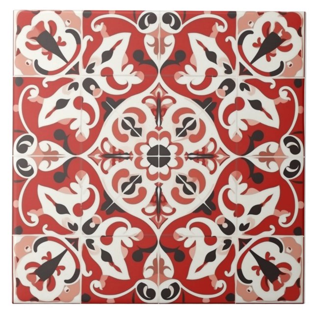 Red & Black Mediterranean Ceramic Tile (The complete ceramic tile design. Tiles sold individually.)