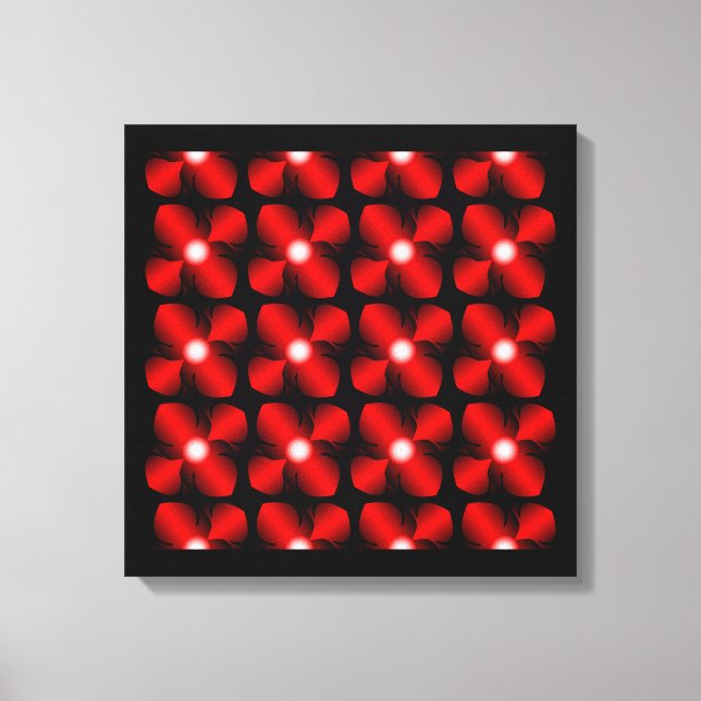 red & black metallic flowers floral goth pattern  canvas print (Front)