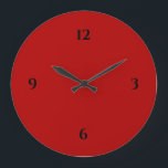 Red & Black Minimalist Large Clock<br><div class="desc">Modern artistic clock features a minimalist design in a red and black colour palette. A simple plain design with black numbers on a red background. A modern addition to your kitchen, living room or office wall, a thoughtful modern office gift or modern home gift for any occasion. You can customise...</div>