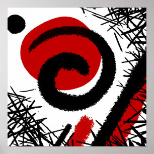 Red & Black Modern Abstract Poster