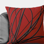 Red & Black, Modern Artistic Abstract Throw Pillow<br><div class="desc">Modern throw pillow features an artistic abstract linear composition in red, black and grey. An artistic abstract design with an organic linear pattern features black and grey organic lines that swirl from left to right on a red background. This decorative pillow is bound to add a splash of colour to...</div>