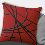 Red & Black Modern Artistic Abstract Throw Pillow<br><div class="desc">Modern throw pillow features an artistic abstract linear composition in red and black with grey accents. An artistic abstract design with an organic linear pattern features black and grey organic lines that swirl from left to right on a red background. This decorative pillow is bound to add a splash of...</div>