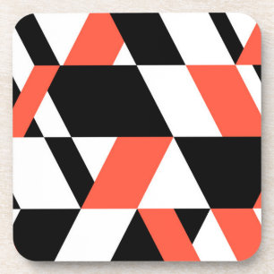 Red-black, modern, trendy, urban geometric design coaster
