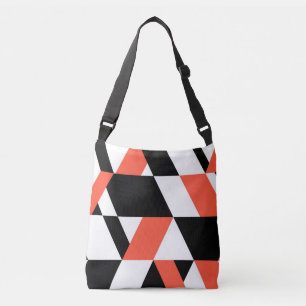 Red-black, modern, trendy, urban geometric design crossbody bag