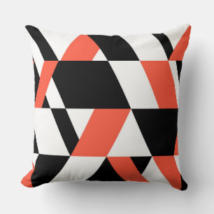 Red-black, modern, trendy, urban geometric design cushion
