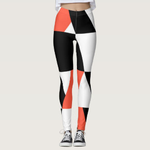 Red-black, modern, trendy, urban geometric design leggings