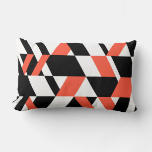 Red-black, modern, trendy, urban geometric design lumbar cushion