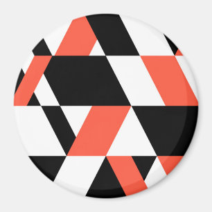 Red-black, modern, trendy, urban geometric design magnet