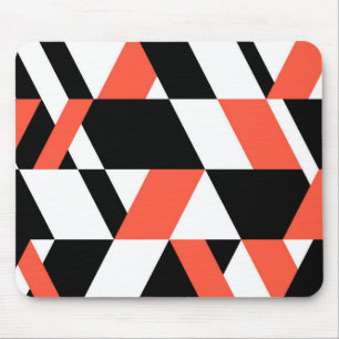Red-black, modern, trendy, urban geometric design mouse pad