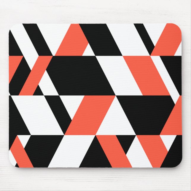 Red-black, modern, trendy, urban geometric design mouse pad (Front)