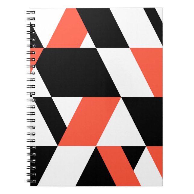 Red-black, modern, trendy, urban geometric design notebook (Front)