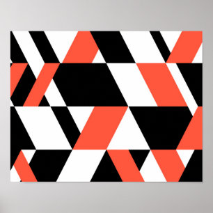 Red-black, modern, trendy, urban geometric design poster