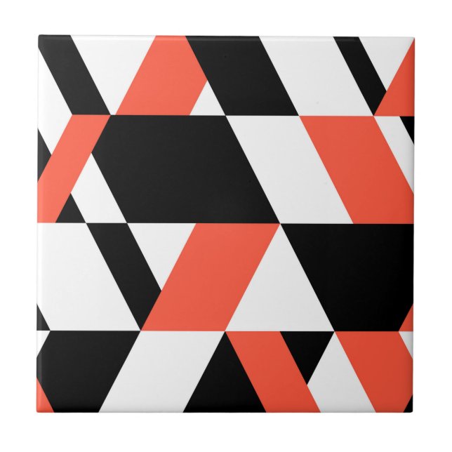 Red-black, modern, trendy, urban geometric design tile (Front)