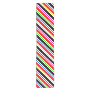 Red Black Multi-coloured Colours Stripes Short Table Runner