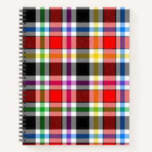Red Black Multicolour Flannel Plaid Tartan Design Notebook