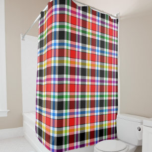 Red Black Multicolour Flannel Plaid Tartan Design Shower Curtain