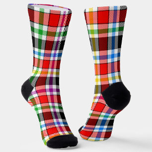 Red Black Multicolour Flannel Plaid Tartan Design Socks