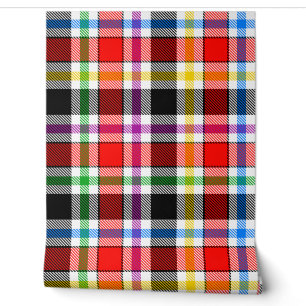 Red Black Multicolour Flannel Plaid Tartan Design Wallpaper