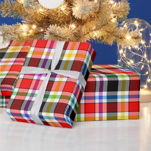 Red Black Multicolour Flannel Plaid Tartan Design Wrapping Paper