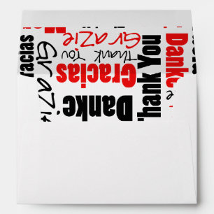 Red Black Multilingual Thank You Typography Envelope