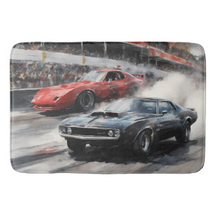 Red & Black Muscle cars Bath Mat
