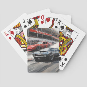 Red & Black Muscle cars Playing Cards