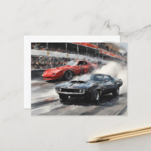 Red & Black Muscle cars Postcard