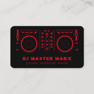 Red Black Music Turntable Disc Jockey DJ Business Card