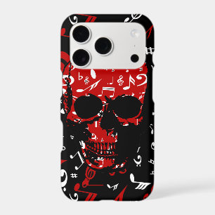 Red Black Musical notes skull