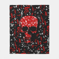 Red Black Musical notes skull