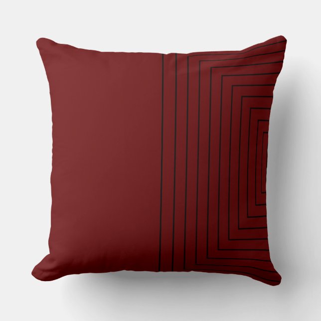 Red Black Nested Squares Throw Pillow (Front)