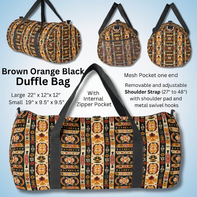 Red Black Orange Brown Abstract Geometric Duffle Bag (Creator Uploaded)