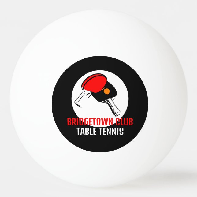 Red & Black Paddles, Table Tennis Club Ping Pong Ball (Front)