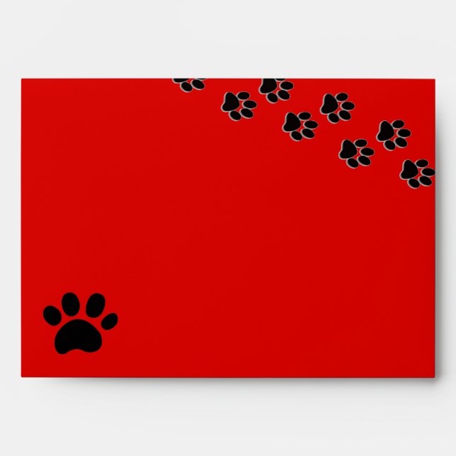 Red/Black Paw Print - Envelope (Front)