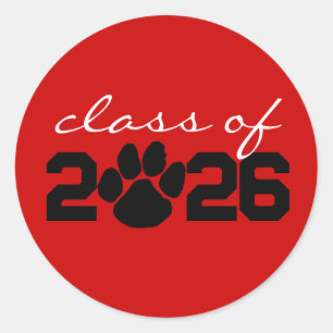 Red & Black Paw Print Graduation Stickers