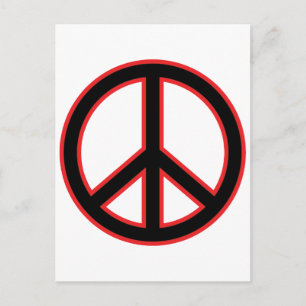 Red & Black Peace Symbol Postcard