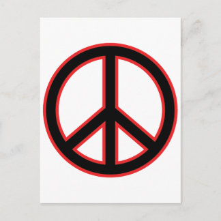 Red & Black Peace Symbol Postcard