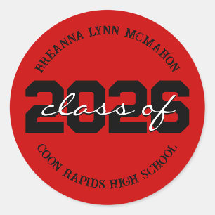 Red & Black Personalised Graduation Stickers