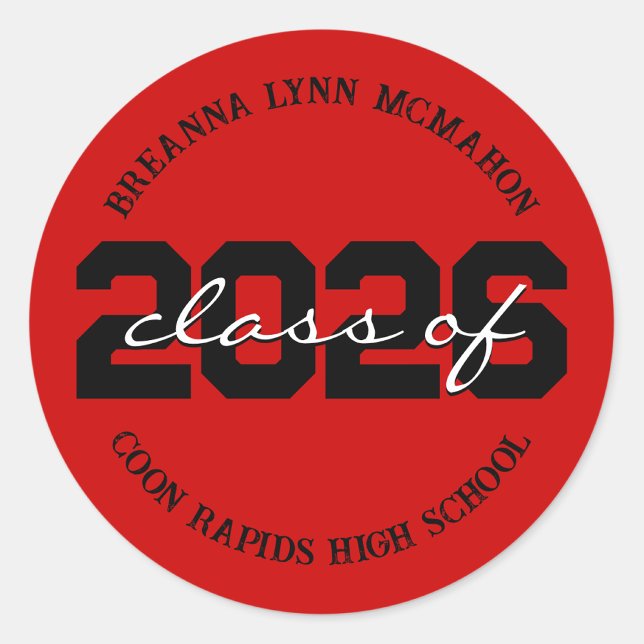 Red & Black Personalised Graduation Stickers (Matching Envelopes, Return Address Labels & Envelope Seals)
