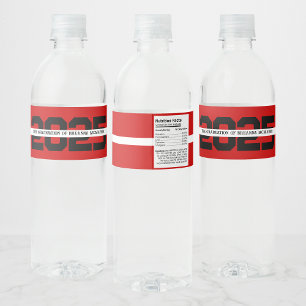 Red & Black Personalized Graduation Water Bottle Label