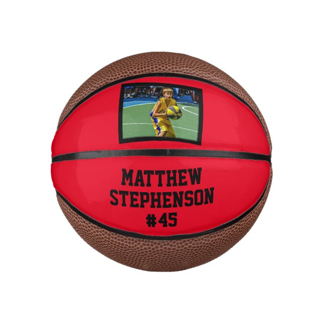 Red Black Photo Basketball Ball (Front)