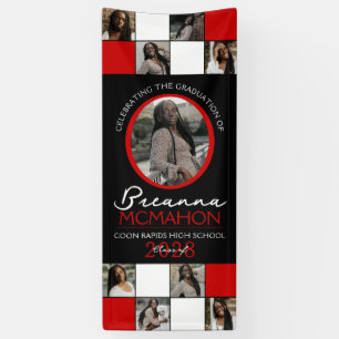 Red & Black Photo Collage Graduation Vinyl Banner