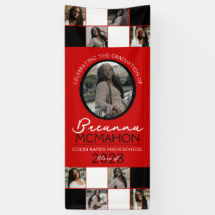 Red & Black Photo Collage Graduation Vinyl Banner